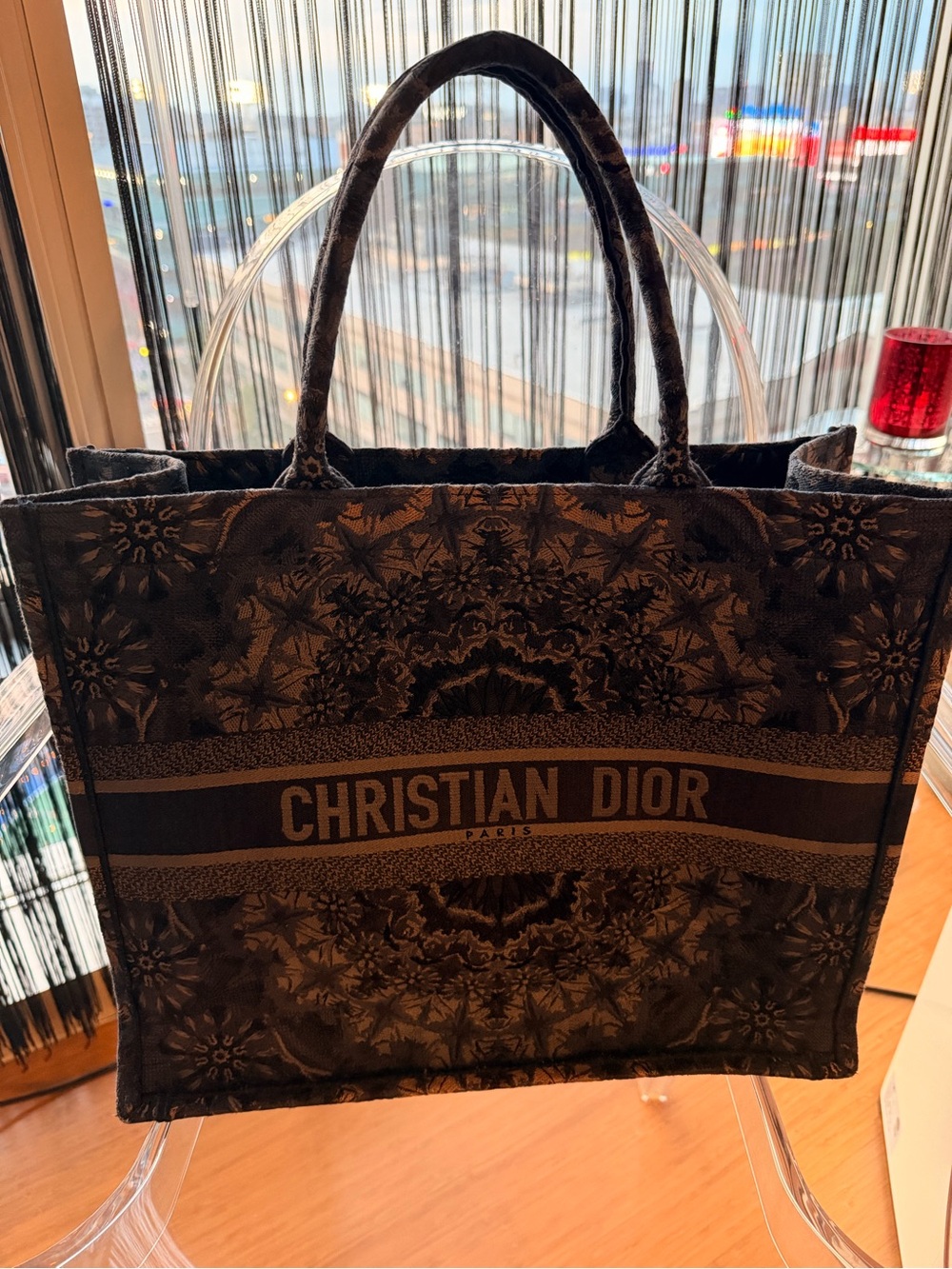 Christian Dior large denim book tote